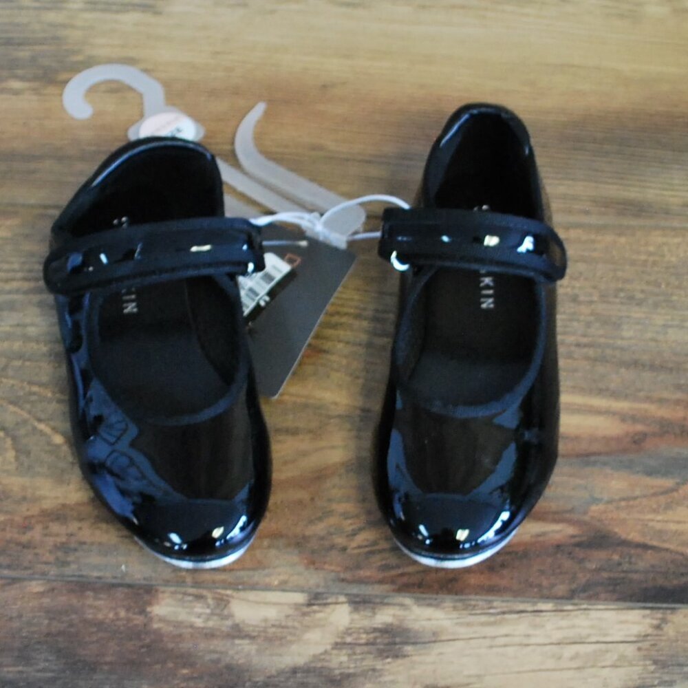 NWT Danskin Girl's Black Tap Dance Shoes 12